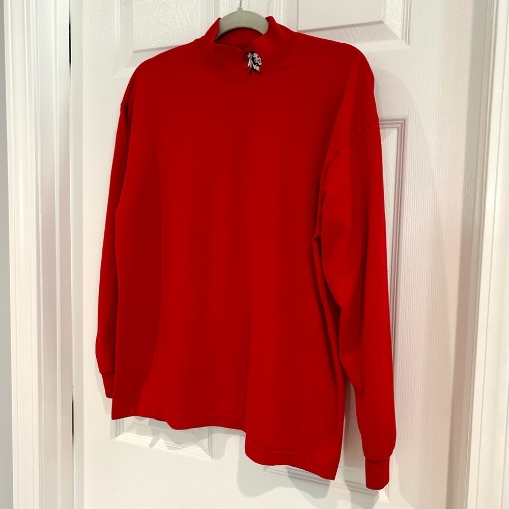 VTG 80s Gator Athletics Inc Mock Neck Long Sleeve Shirt Men L Red USA Warrior - Picture 4 of 8